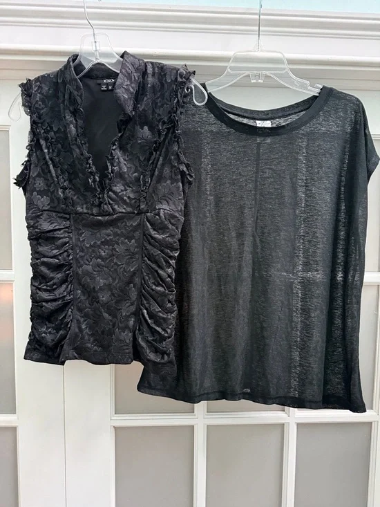 XOXO & Champion Black Jacquard Top Set 2pc Size M - Picture 3 of 12